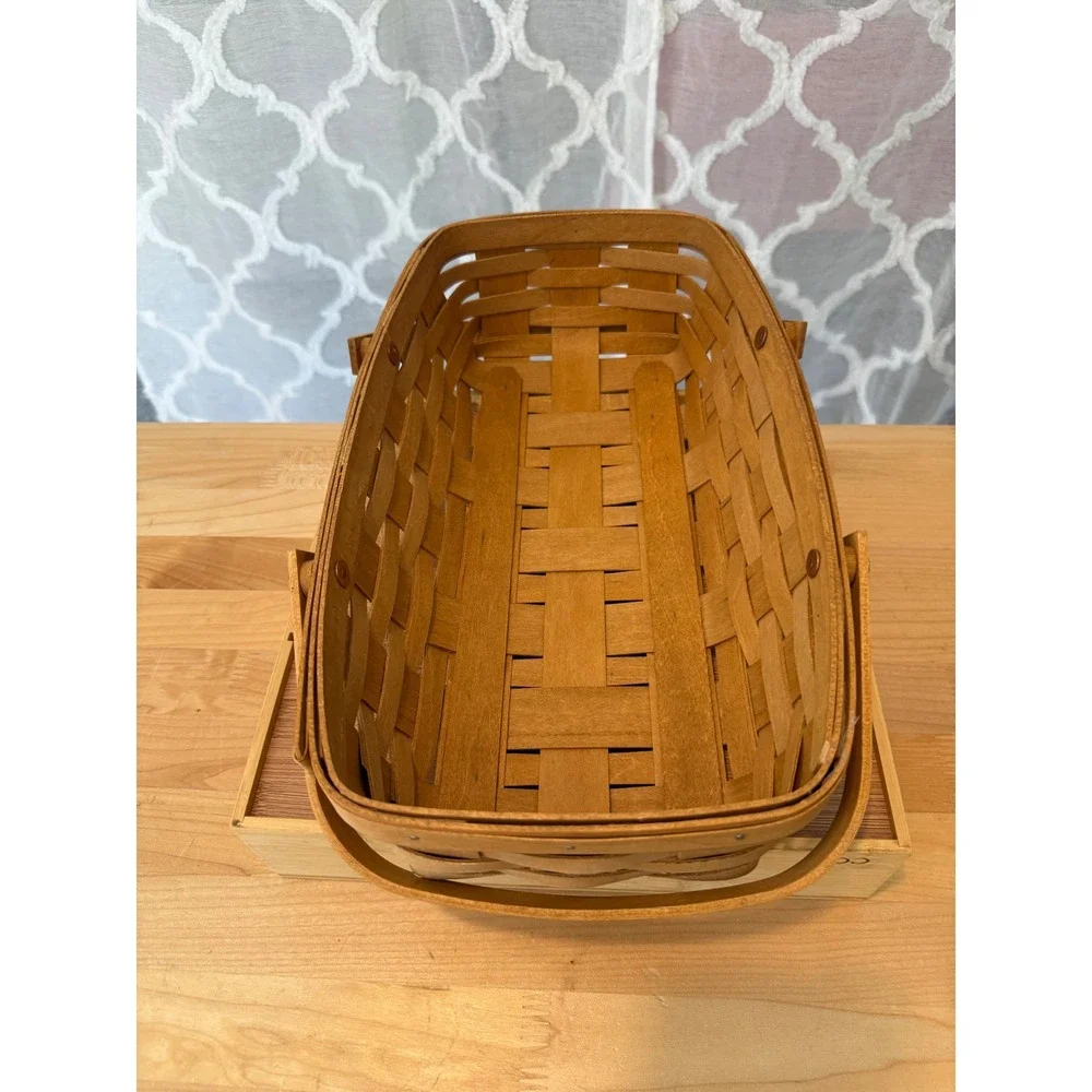 Longaberger Handmade Woven Basket Rectangular Dual Swing Handles 14x8.5 Dresden